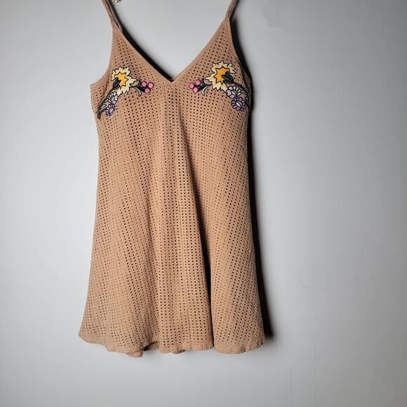 Judith March Bohemian Embroidered Crochet Mini Dress M Lined Cotton Festival - Picture 4 of 10